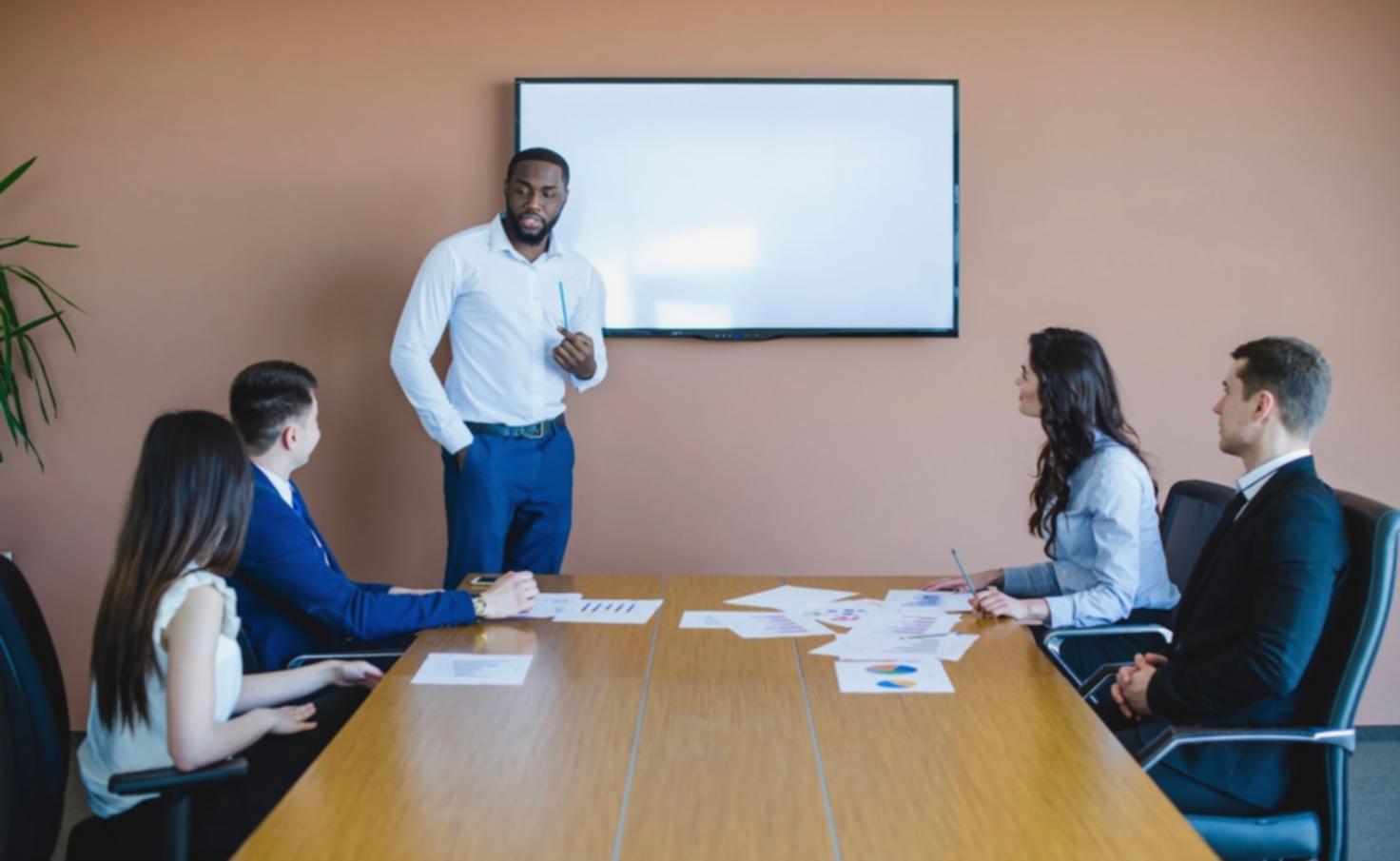 Modern financial education workspace with collaborative learning environment